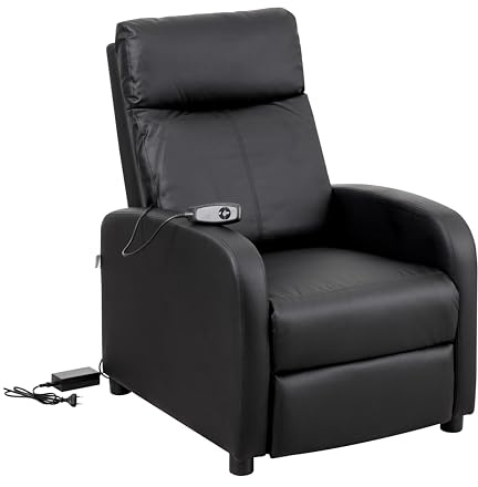 Baroni Home Poltrona Reclinabile in Soft Foam, con Recliner Elettrico con Telecomando, Poggiapiedi, Piedini Antiscivolo, Poltrona Relax Comoda e Facile da Montare, Nero, 66x75x99 cm