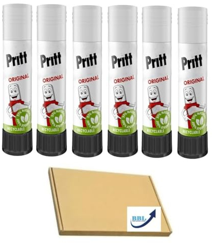 Pritts Original Glue Sticks 11 G | Pack Of 6 | Safe & Child-Friendly Craft Glue for Arts & Crafts Activities | 90% Natural Strong-Hold adhesive for School & Office Supplies