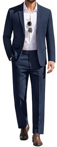 COOFANDY Men's 2 Piece Suits Classic Fit Suit Set 2 Button Blazer Jacket and Dress Pants for Wedding Business Prom