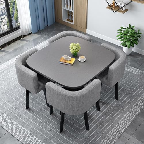 KLYDBMYT Modern Round/Square Dining Table Set mit 4 Stühlen, Konferenztisch und Esszimmertisch, Holz-Küchentisch für 4 Personen (80cm/31,5in, 9)