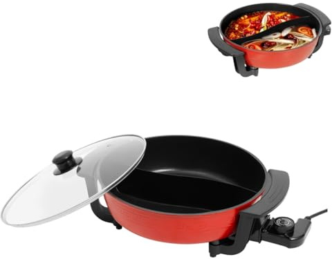Chynalys 6L Twin Hot Pot elektrisch Shabu Induktion Dutch Oven Suppentopf Kochgeschirr Twin Hotpot wok Shabu Induktion Dutch Suppentopf Kochgeschirr 220V für den Hausgebrauch