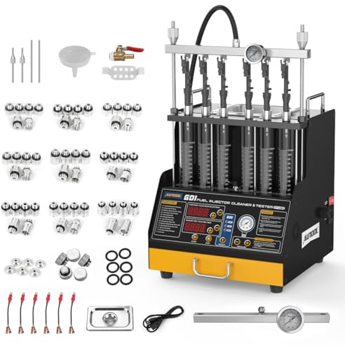 AUTOOL Machine de Nettoyage d'injecteur à Ultrasons de Voiture 220V et Testeur d'Injecteur de Carburant, GDI, EFI, FSI Nettoyeur Testeur Injecteur avec 6 Cylindres pour Automobile Moto (CT450)