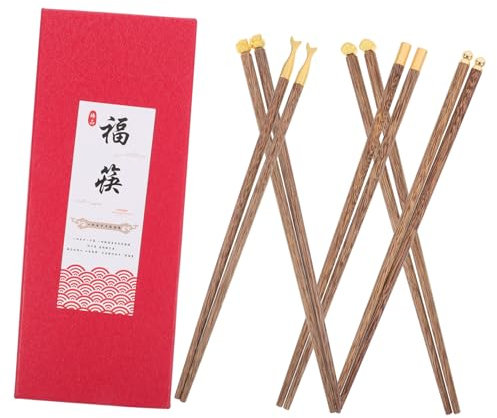 YKJGRTF Palillos japoneses, Palillos Personalizados, 5 Pares de Palillos de Madera Dura, Palillos for Ramen, cucharas de Mesa, Palillos for Fideos, Cuchara for Ramen for Comer