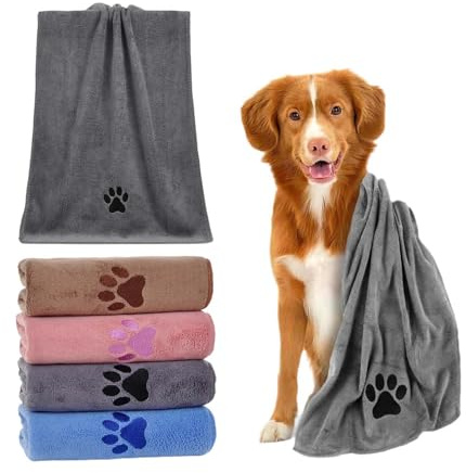 ZHYUAN 4 Piezas,75 x 35 cm,Toallas para Mascotas,Toalla de Baño para Mascotas,Toalla Microfibra Perro,Toalla de Secado Rápido para Perro,Toalla Perro Secado Rapido,Oallas de Secado Rápido para Perros