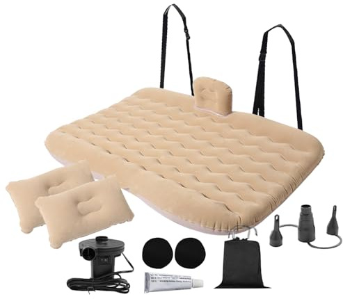 Car Inflatable Bed - Portable Air Mattress, Vehicle Sleeping Pillow, Back Seat Bubble Mattress, Travel Air Bed with Pump, Four Chamber Self-Flowing Design, Waterproof Sleeping Mat, Comfortable Car