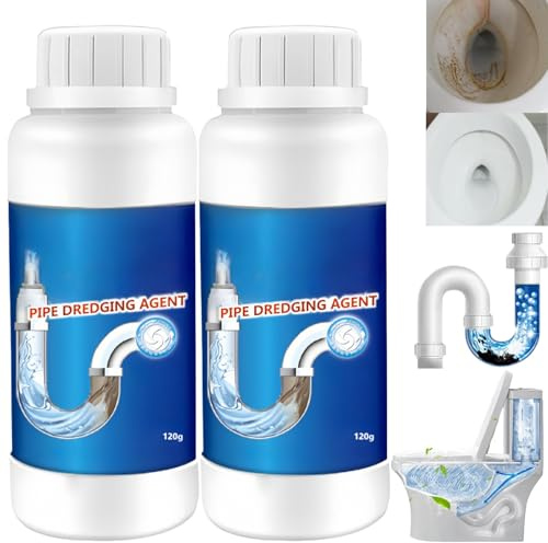 120G*2PCS Powerful Sink and Drain Cleaner,Powerful Pipe Dredging Agent,Drain Unblocker Liquid Heavy Duty,Dra/in Clog Remover,Pipe Dredge Deodorant,Dra/in Unblocker Cleaner for Home Use,Sinks,Toilets