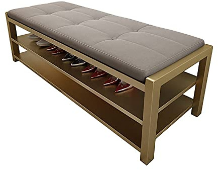 LIUWOPA Iron Art Shoe Rack Storage Box Organizer for Home Shoe Bench with Integrated Shoebox (C 60 * 35 * 45cm)
