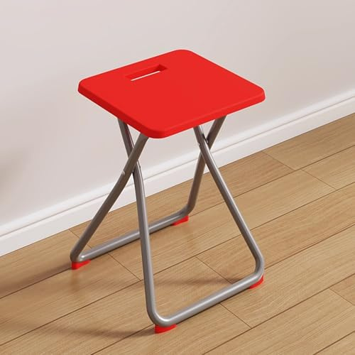 Sgabello Pieghevole Con Maniglia, Salvaspazio Un Facile Ripostiglio Adatto Per Sedute Temporanee Per Salotto, Balcone, Camera Da Letto E Altro, Senza Necessità Di Montaggio(Red)