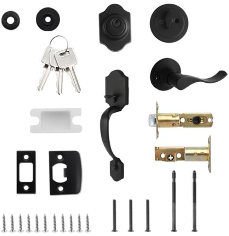 Bouton De Porte Extérieure Avec Pêne Dormant – Outil De Rénovation Domiciliaire Pour L'entrée | Ensemble De Poignées De Porrte, Ensembble De Poignees Dentrée De Portte Dentree Noir Mat, Installation F