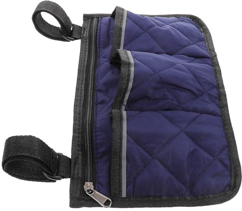 INOOMP Multi-functional Wheelchair Armrest Organizer Pouch, Side Storage Bag 32.5 X 18 Cm Navy Blue, Large Capacity Transport Accessory for Electric and Manual Wheelchairs