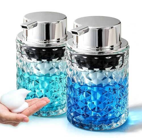 IBEQUEM 2Pcs Clear Foaming Soap Pump Bottle Dispenser | 300ml, Transparent Plastic Shell, Press Foaming Pump, Refillable Dispenser, for Shower Gel, Hand Wash and Cleaning Liquid