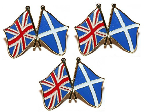 Set of 3 x Union Jack Flag with Cross of Saint Andrew Scotland Flag metal Pin Badges Scottish badge
