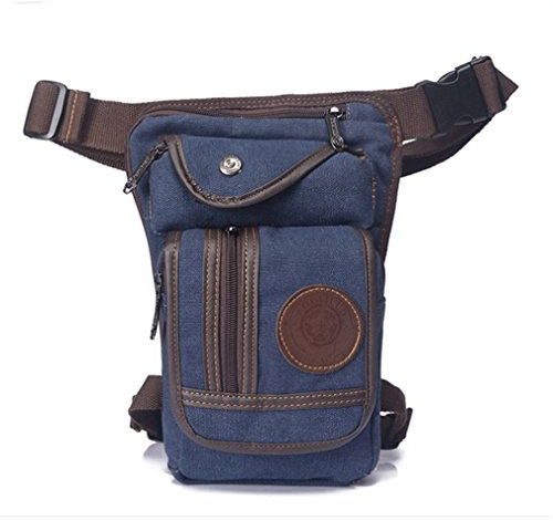 Xieben Leinwand Drop Bein Tasche für Herren Frauen Taille Gürteltasche Bauchtasche Motorrad Radfahren Reise Im Freien Sport Gammler Blau
