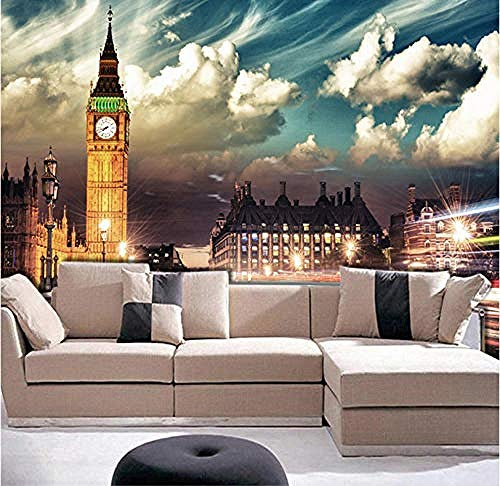 Papel Pintado Mural No Tejido Xxl Fotomural Londres Big Ben City Vista Nocturna Decoraciones De La Pared Sala De Estar Dormitorio Mural Papel Pintado 3D Fotomurales