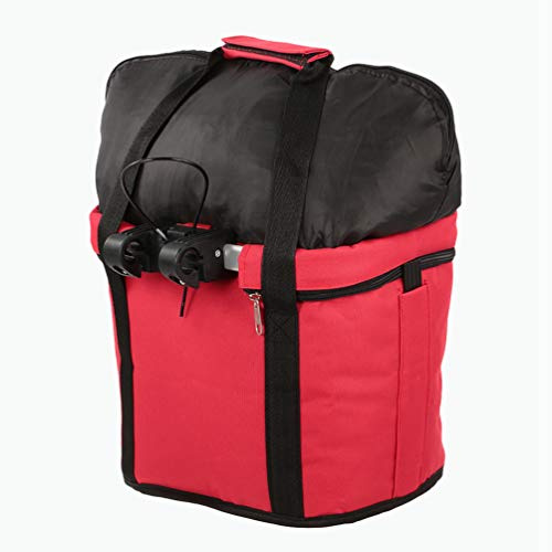 LaoZan Fahrradkorb Vorne Abnehmbarer Mehrzweck-Korb Fahrrad Lenker Korb für Haustiere Easy Install Abnehmbare Lenkerkorb Tasche für Einkaufen Picknick Shopping (Rot(Reißverschluss),24 * 34 * 8cm)