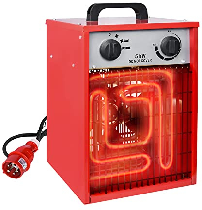 NAIZY 5KW Calefacción Eléctrica 400V Calefactor Eléctrico Profesional con Ventilador, Calefactor Eléctrico con Termostato y 4 Niveles de Calefacción, con Protección Contra Sobrecargas