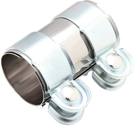 Skyplanet Universal Aluminum Exhaust Clamp 50mm/2 Inch, Exhaust Pipe Sleeve Connector Clamp Coupler Exhaust Muffler Pipe Band Stainless Steel Turbo Exhaust Band Clamp with Bolts