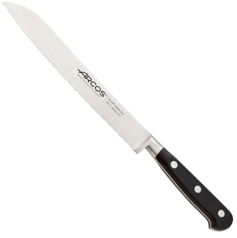 Arcos Cuchillo Panero - Hoja Forjada NITRUM 200 mm - Corte Preciso y Duradero - Mango Resistente POM - Serie Lyon | Cuchillo carnicero profesional para deshuesar. Mango ergonómico de polipropileno. Serie 2900. Blanco.