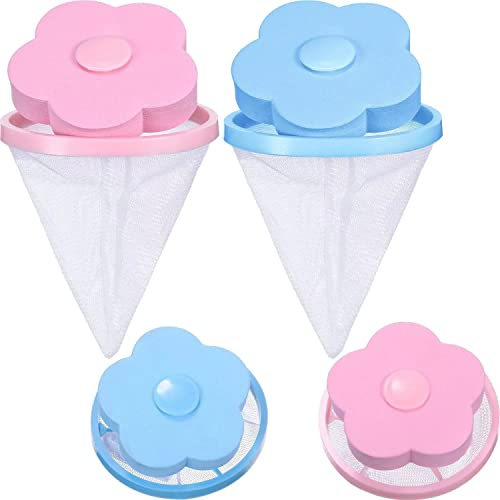 4PCS Washing Machine Lint Filters Floating Hair Filtering Mesh Removal Upgraded Household Washing Machine Floating Pet Hair Lint Mesh Remover, Floating Lint Mesh Bag
