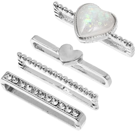 VILLCASE Set di 4 anelli decorativi compatibili con nastri della serie 6/5/4/3/2/1, compatibili con accessori in silicone da 38 mm, colore argento