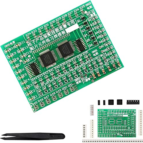 DAOKAI SMD Components Practice Board SMT Components Soldering Practice DIY Electronic Kit 77 SMD Components 8 Categories with Tweezers, for Vocational Skills Training