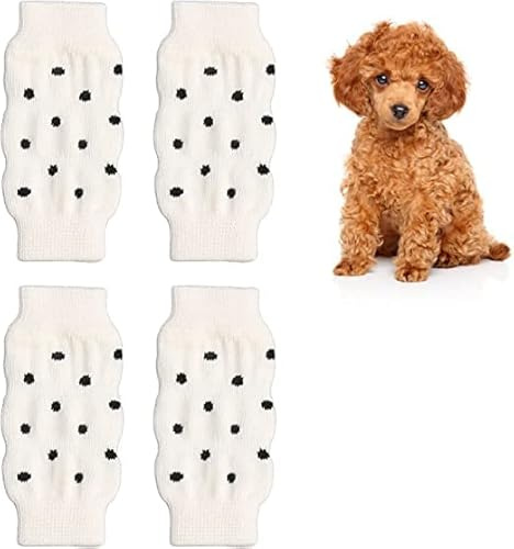 Qcwwy 4 Stück Hunde-Ellenbogenschutz, elastischer Haustier-Bein-Hock-Protektor Warmer Hund-Hock-Cover Haustier-Bein-Ärmel gestrickte Haustier-Beinwärmer Bein-Stütz-Wrap-Protektoren L