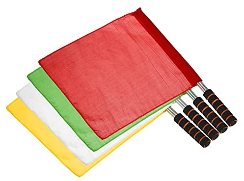 PATIKIL Schiedsrichter Fahnen Set Schiedsrichter Flagge Linienrichter Fahne mit Edelstahl Pol Schwamm Handgriff für Fußball Sport Leichtathletik 4 Farbe