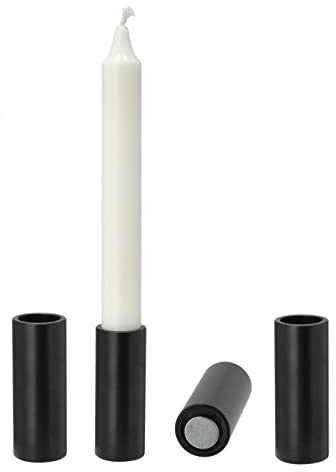 Spetebo Magnet Stabkerzen Halter 4er Set je 7,5 cm - schwarz/mittel - Metall Tafelkerzen Ständer magnetisch - Deko Festtags Stab Tafel Kerzen Advents Leuchter