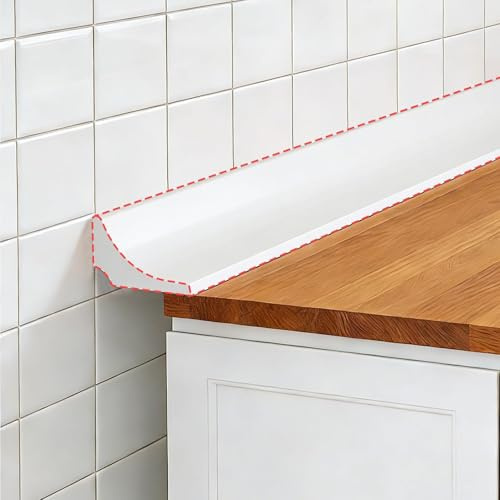 Badewannen-Dichtungsstreifen, Duschdichtungsstreifen, selbstklebendes Dichtungsband, Duschschwelle Wasserbarriere für Waschbecken, Badewanne, Feuchtraumboden (Weiß (1 m))