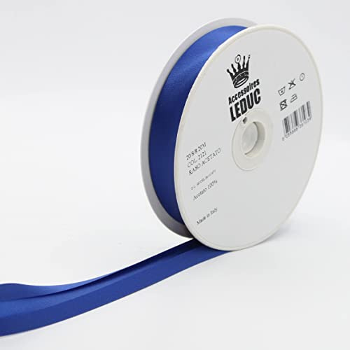 Leduc Satin-Schrägband, 20 m, 30 Farben, für Doppelnähte, 8 + 20 + 8 mm, 100 % Acetat, italienische Qualität, 2121 Royal Blue