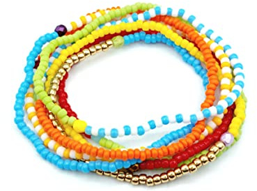 ARMBAND bunt handgefertigt Stretch Lagenarmband im Ibiza Style gewickelt