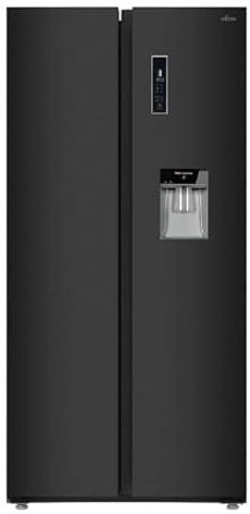 Willow WSBS84DB 430L Total No Frost American Style Fridge Freezer with Adjustable Thermostat, Water Dispenser, Mark-Proof Finish, 2 Year Warranty - Black