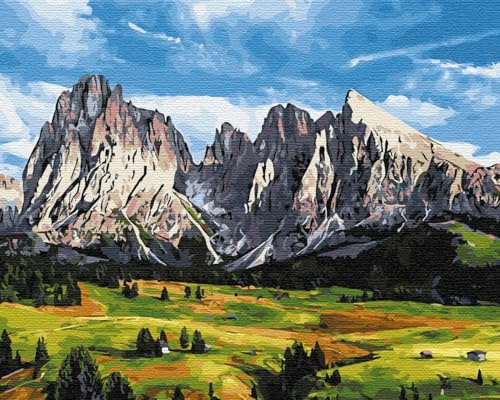 Artnapi Malen nach Zahlen Erwachsene mit Rahmen | DIY Handgemalt | Tal in den Bergen | Kit für Anfänger und Erwachsene | Set inklusive Acrylfarben & Pinsel | 40x50cm Leinwand | Ideal als Geschenk