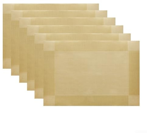 Esstisch-Tischsets, 6 Stück, Untersetzer, Platzsets, 30 x 45 cm, für Familientreffen, tägliches Essen, Restaurants (Gold)