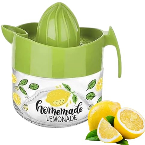 Grapefuit - Spremiagrumi in vetro, arancione, spremiagrumi manuale, con manico e beccuccio, senza BPA, in vetro trasparente pesante, 286,3 g (verde - fantasia)