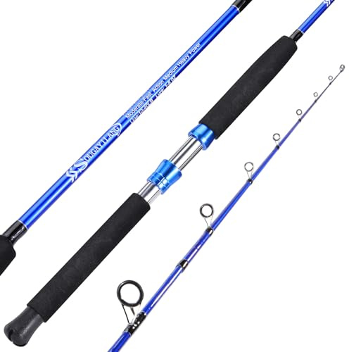 Sougayilang Catfish Fishing Rod, 2 Piece Catfishing Fishing Pole Portable Travel MH/H/EH Power Catfishing Casting Rod (7')