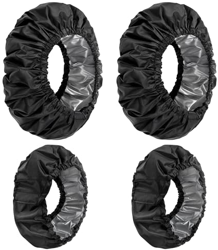 Heveer Radabdeckungen für Babys Wasserdichte Radschutzhülle Staubdicht Kinderwagen Zubehör Radabdeckung für Kinderwagen 4 Stück Schwarz