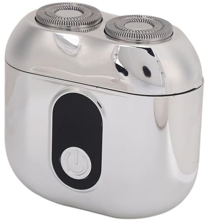 Mini Rasierer, Tragbar Mini Elektro Bartschneider TXD02 USB Wiederaufladbar Waschbar Taschenformat Doppelkopf Elektro Bartschneider für Männer Haarschneider Galvanisiertes Silber