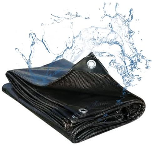 PIPRE 4.8m x 4.9m Large Black Tarpaulin in Various Sizes - Durable, Water-Resistant & UV Resistant Tarp for Outdoor, Camping & Garden - Multi-Size Protective Ground Sheet for Versatile Use