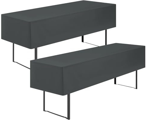 Showgeous Dunkelgrau Biertischhussen,2er-Set,220×70×35cm | Feiern und partys Blickdicht,wasserdicht,waschbar und kurz geschnitten für mehr beinfreiheit