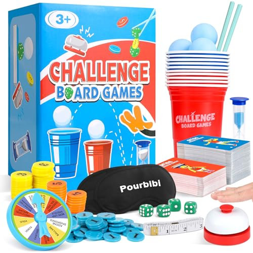 Pourbibi Juego de Mesa - Juegos en Familia Dinámico para Familia y Amigos, Un Divertido Juego de Cartas Familiar Lleno de Pruebas y Desafíos - Adultos y Niños - Regalos Navidad Originales(Español)