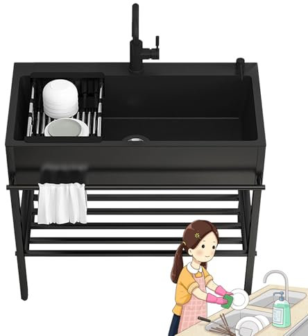 Lavello Commerciale In Acciaio Inossidabile, Vasca Singola Lavandino Della Cucina, Lavandino Da Esterno A Libera Installazione, Lavatoio Da Giardino Campeggio, Lavabo Di Utilità Professionale(80x45x86