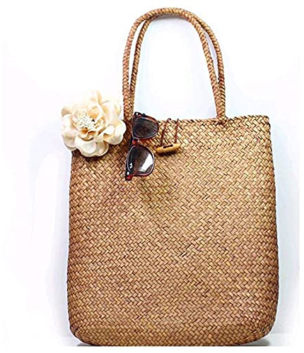 AYKANING Capazo Playa,Bolsos De Mimbre Moda Mujeres Verano Paja Gran Bolsa de Tote Playa Bolsa de Hombro Casual Handbag Cesta Hecho A Mano Bolsa De Compras