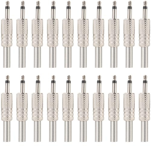 Greluma 20 Stk 3,5mm Monostecker, 1/8 Zoll TS Klinkenstecker, 3,5mm Lötanschluss für Audiokabel, für die Reparatur von Kopfhörern und Headsets.