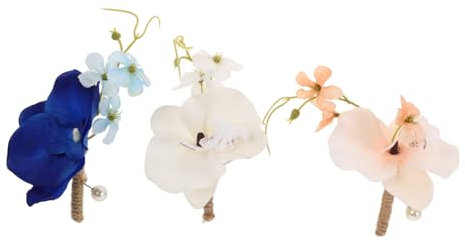 GAROZATION Boutonniere-set Für Hochzeit 3-teilig Orchideenblumen-broschen Trauzeugen Corsage Abschlussballanzug Revers Seidenblumen-dekorationen