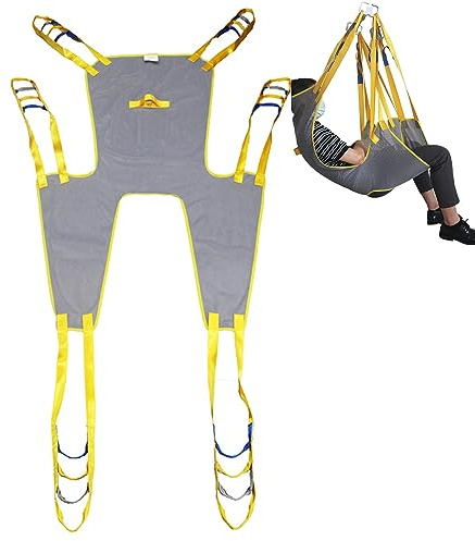 Patient Hoist Sling Toileting Lift Sling, Sling Divided Leg with Head Support,Large Mesh Sling for Bed Positioning and Lifting Handicap Lift Assist Hoist
