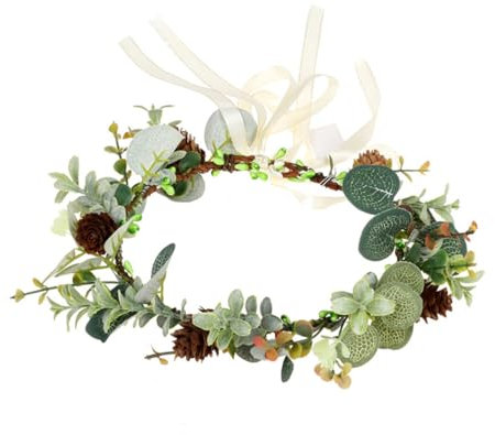 PAMINGONO Kiefernkegelkranz Haarreif Für Braut Und Party Simulation Pflanzen Kopfschmuck Leichtes Brautstirnband Für Hochzeiten Und Feiern Blumenkranz Haarschmuck Für Fotoshootings Für