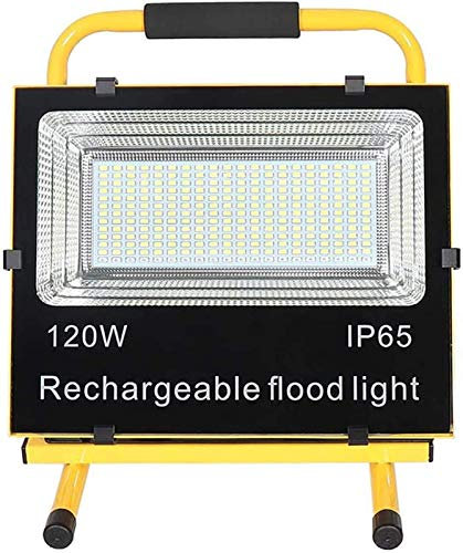 CEHJZQRPL Luz de trabajo portátil LED de 120 W, luces de inundación recargables inalámbricas, luces de trabajo al aire libre impermeables IP65 con soporte, batería incorporada 17600 Mah, reflectores f