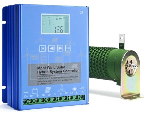 RoyceBee ContrôLeur de Charge Hybride Solaire éOlien 20000w 12v 24v 48v Mppt RéGulateur de Charge Boost avec éCran LCD et Charge de DéCharge, pour Chargeur de Batterie de GéNéRateur D'éOlienne,48V