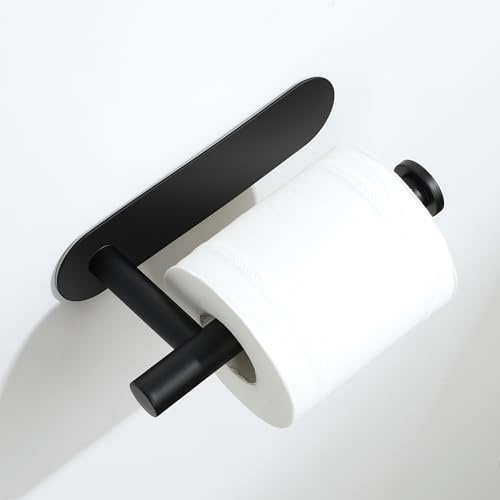 Mooche Toilet Roll Holder, Adhesive Toilet Paper Holder Wall Mounted, Black | 17CM SUS304 Stainless Steel Toilet Roll Holders, Suitable for Kitchen, Bathroom, Bathroom, Living Room